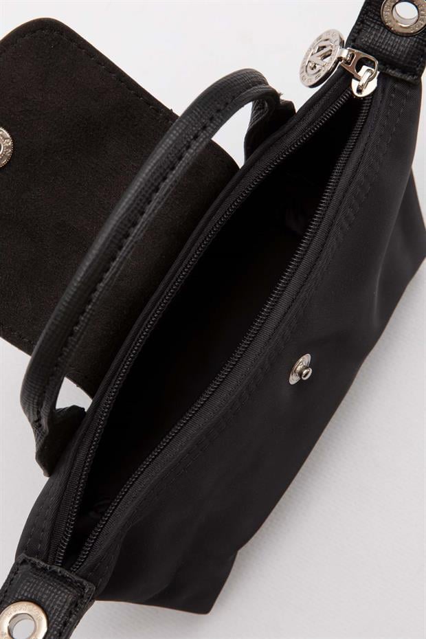 Siyah Mini Boy Deri Kapak Detaylı El Çantası