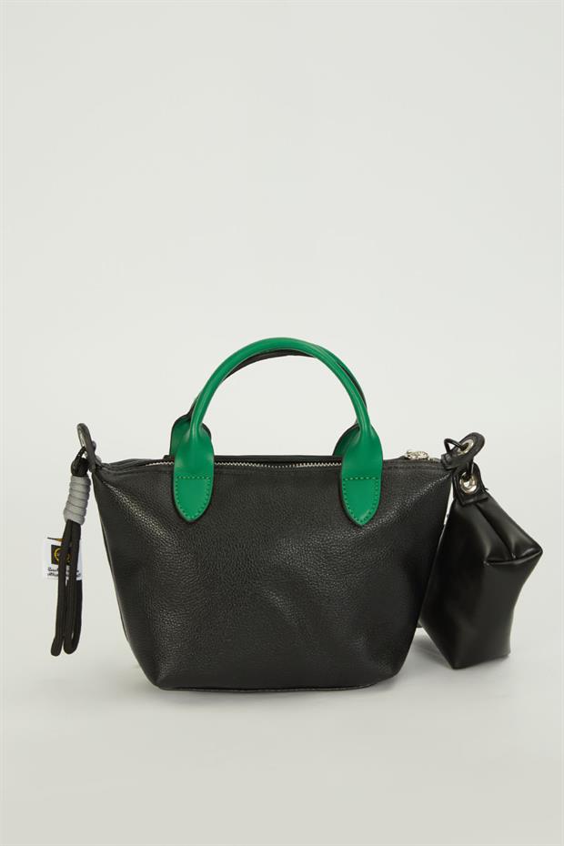 Siyah Mini Çanta Aksesuar Detaylı El Çantası