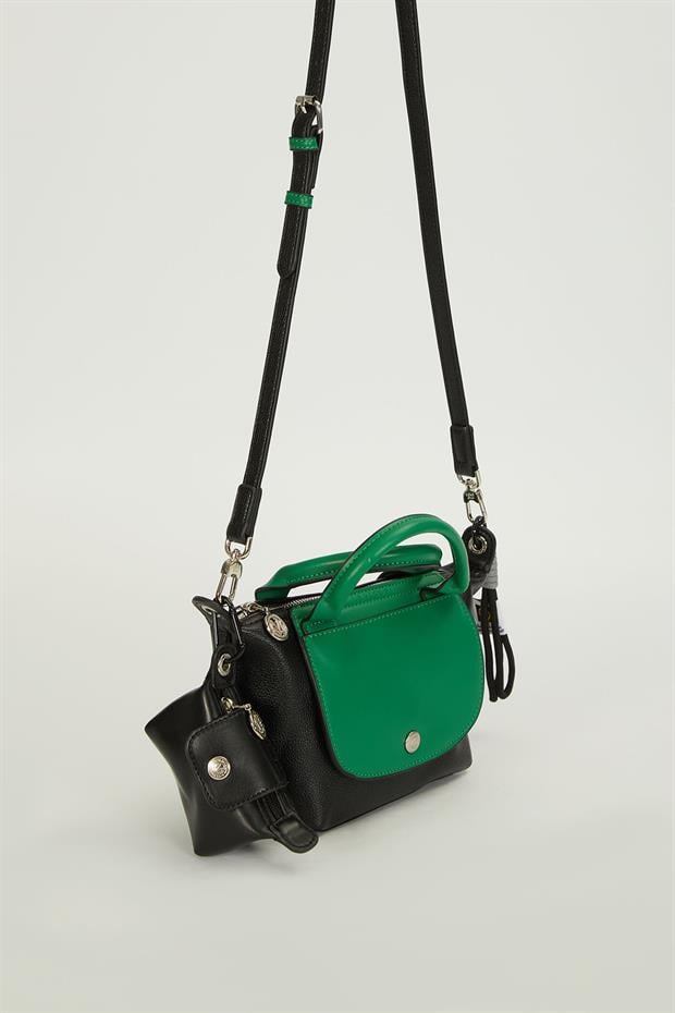 Siyah Mini Çanta Aksesuar Detaylı El Çantası