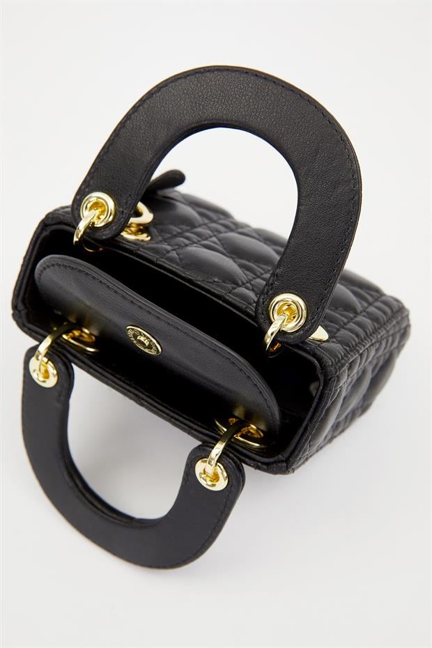 Siyah Mini Kapitone El Çantası