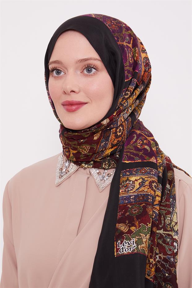 Siyah Motif Desen Royal Şal
