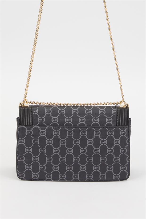 Siyah Nakış İşlemeli Omuz Çantası