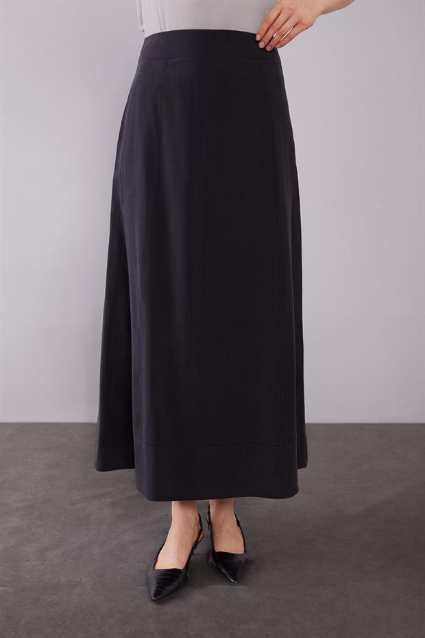 Siyah Omuz Fermuar Detaylı Etek Takım