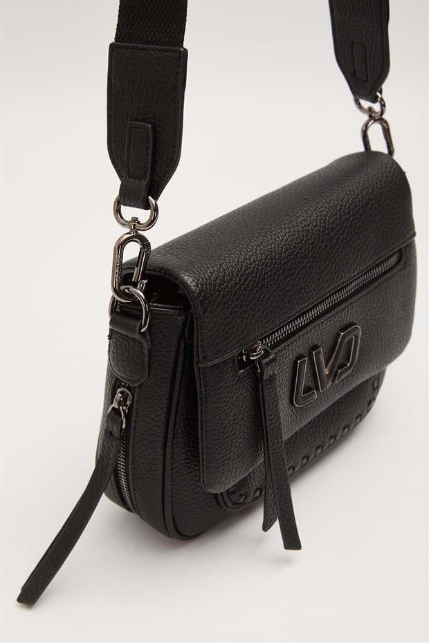 Siyah Ön Fermuar Detaylı  Omuz Çantası