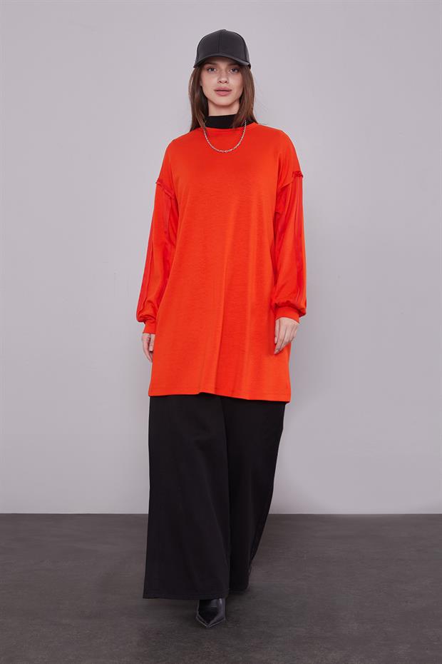 Siyah - Oranj Yelekli Sweat Spor Takım