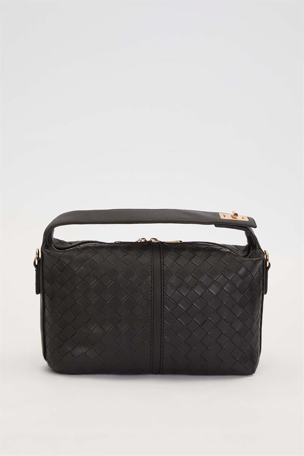 Siyah Örgü Dokulu El Çantası