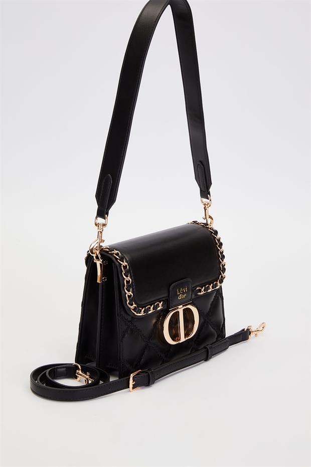 Siyah Örgü Kapak Model Omuz Çantası