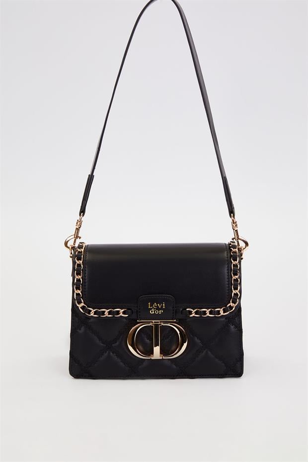 Siyah Örgü Kapak Model Omuz Çantası