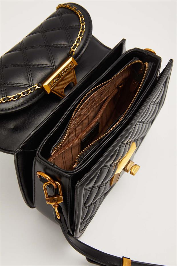 Siyah Oval Görünümlü Logoluı El Çantası