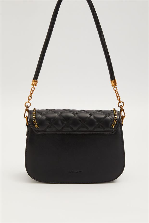 Siyah Oval Görünümlü Logoluı El Çantası