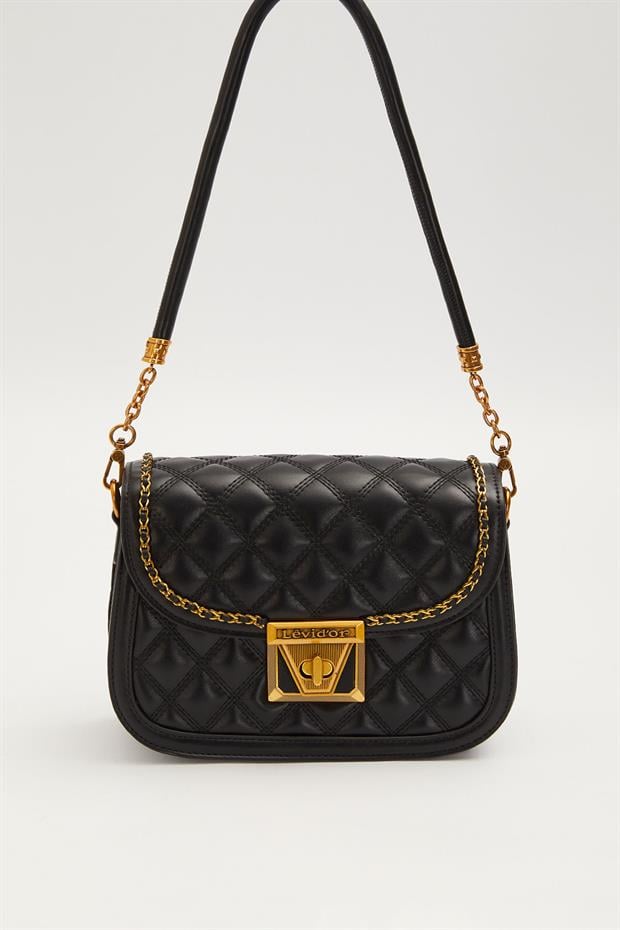 Siyah Oval Görünümlü Logoluı El Çantası