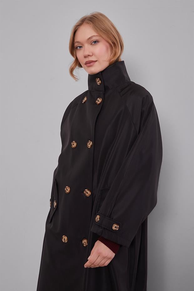 Siyah Oversize Trençkot