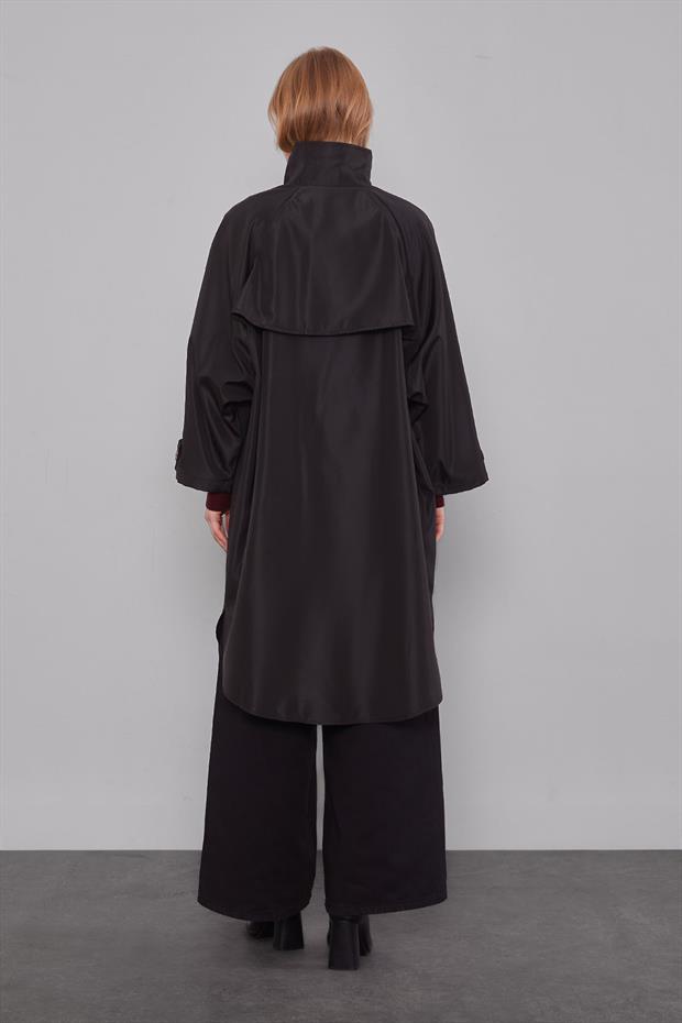 Siyah Oversize Trençkot