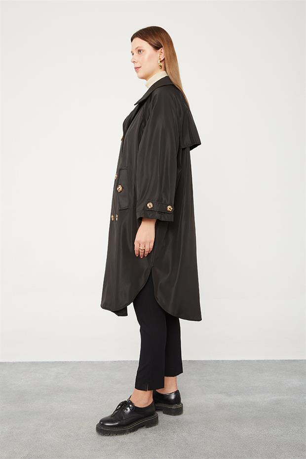 Siyah Oversize Trençkot