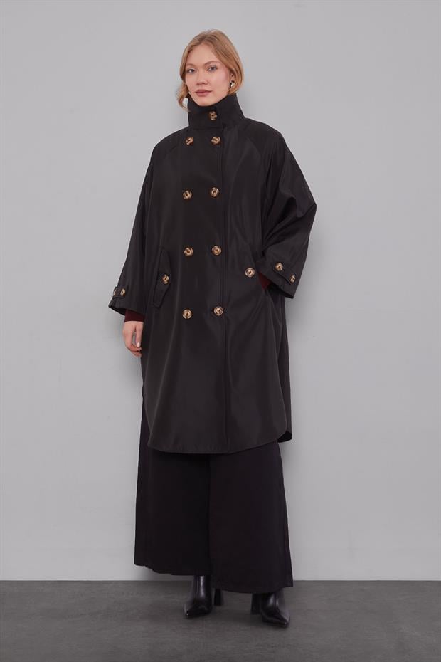 Siyah Oversize Trençkot
