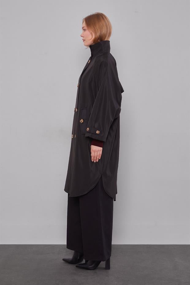 Siyah Oversize Trençkot