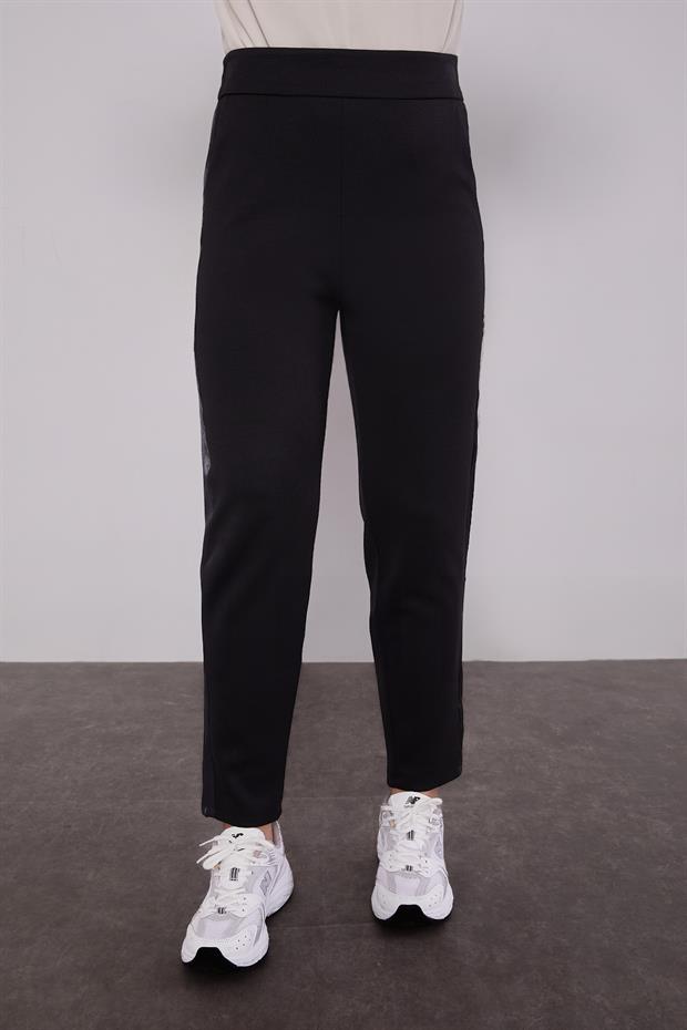 Siyah Parıltılı Şerit Detay İkili Takım