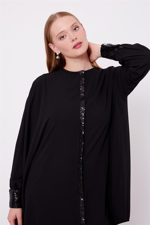 Siyah Payet Detay Tunik Takım