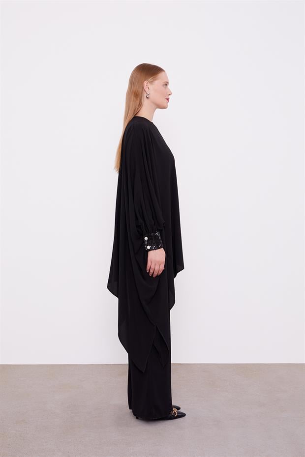 Siyah Payet Detay Tunik Takım