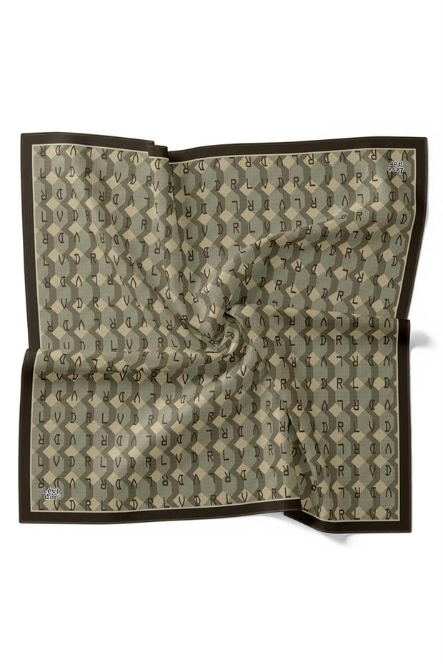 Siyah Petek Baskılı Twill İpek Eşarp