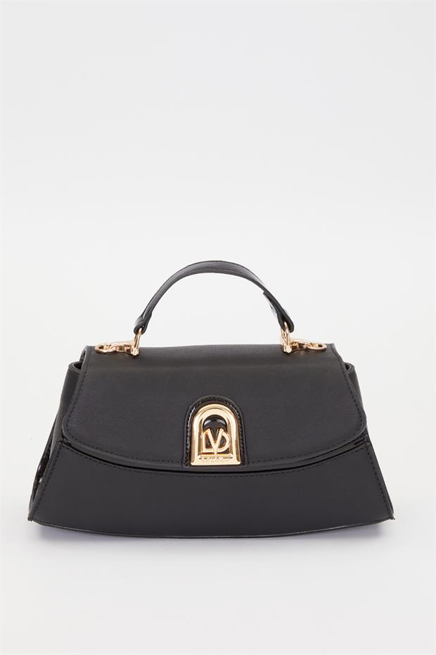 Siyah - Rugan Elips Görünümlü El Çantası