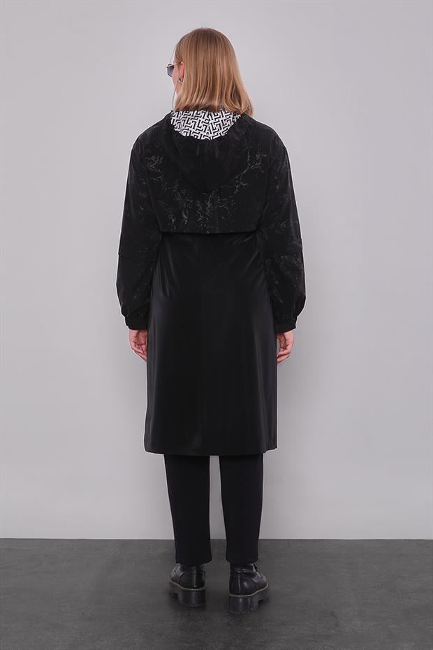 Siyah Rüzgarlık Detaylı Trençkot