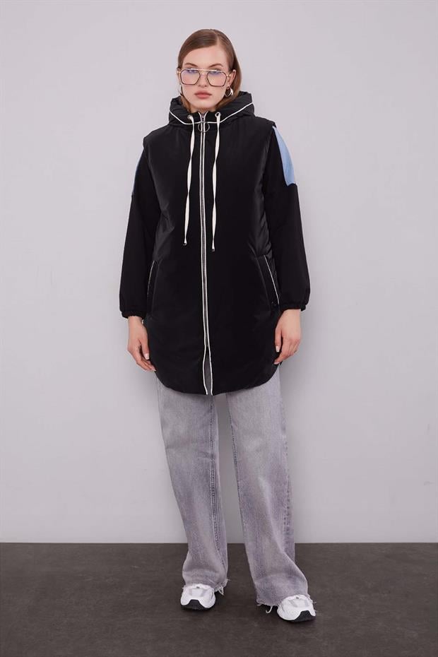 Siyah Şapkalı Şişme Yelek