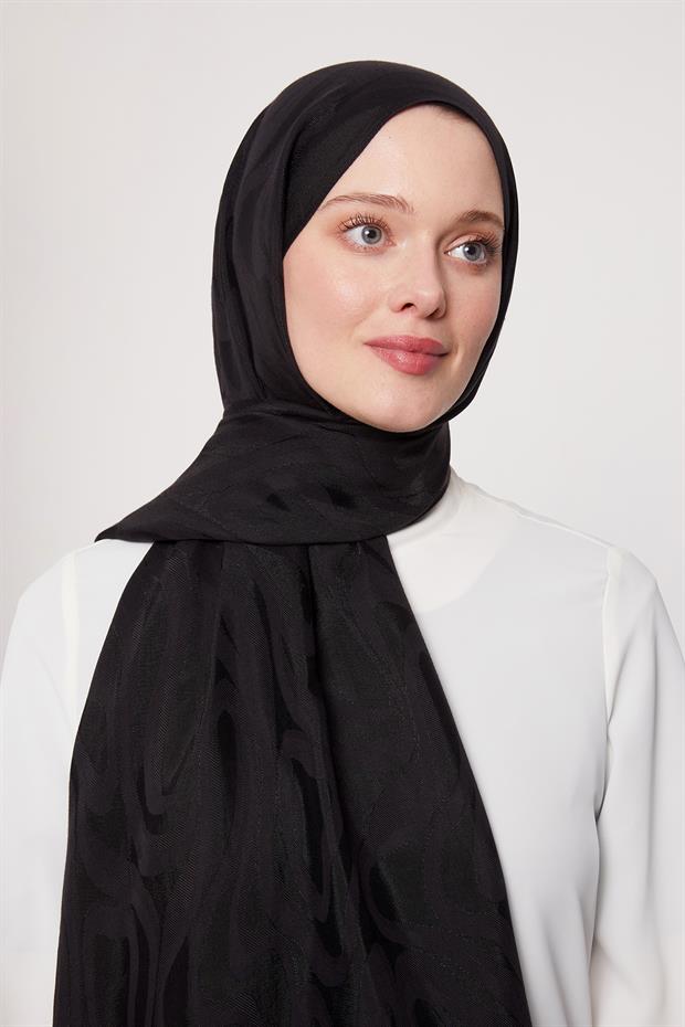 Siyah Soyut Desen Grazia Şal