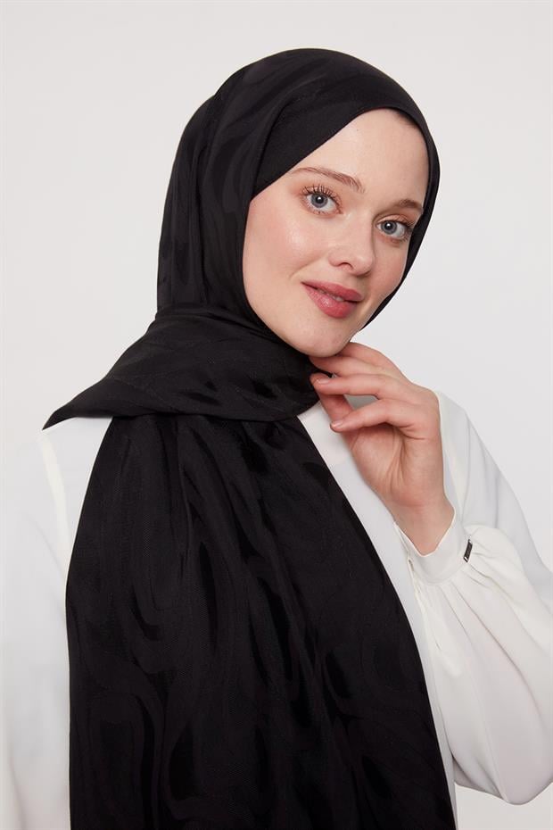 Siyah Soyut Desen Grazia Şal