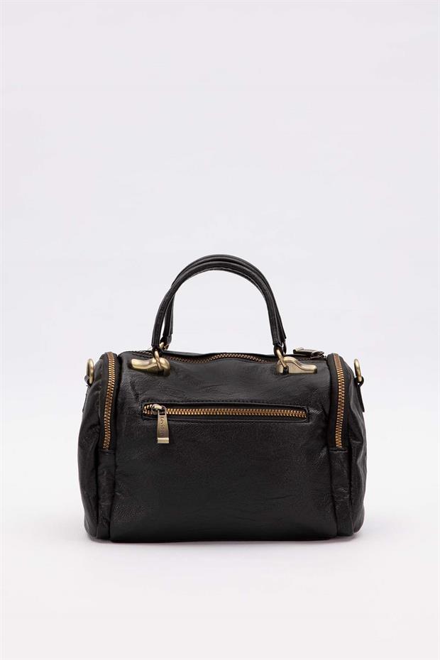 Siyah Taş Aksesuar Detaylı Omuz Çantası