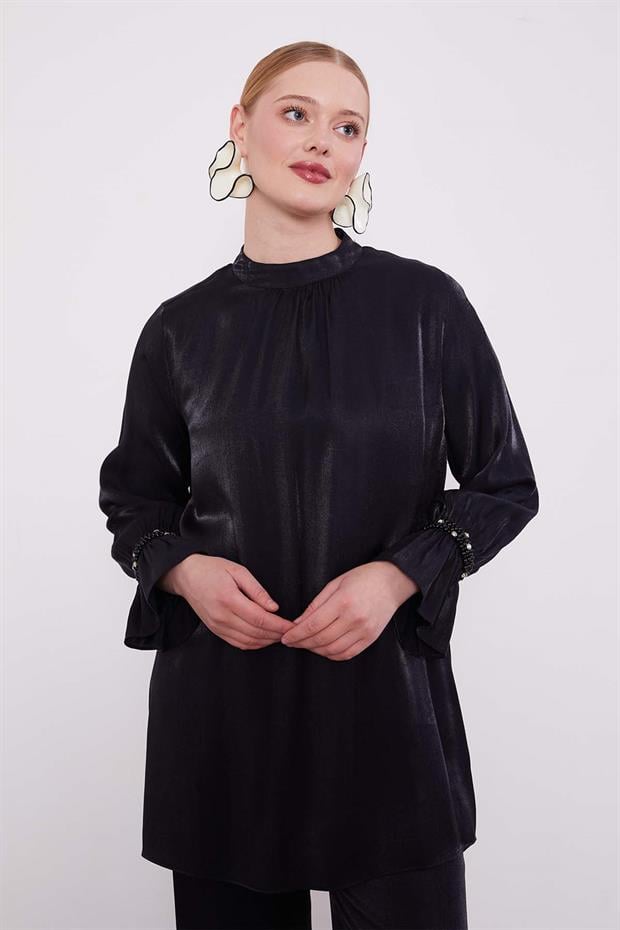 Siyah Taş Detaylı İkili Takım