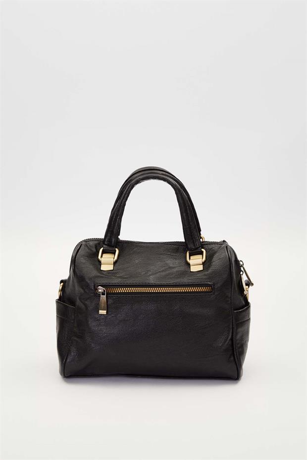 Siyah Taş Kuşak Aksesuarlı El Çantası