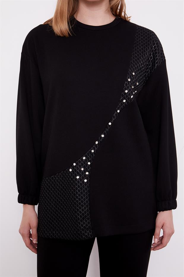 Siyah Taşlı File Detay İkili Takım