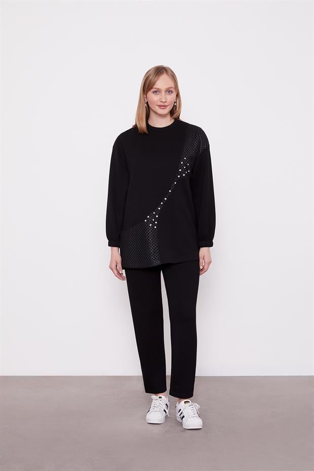 Siyah Taşlı File Detay İkili Takım