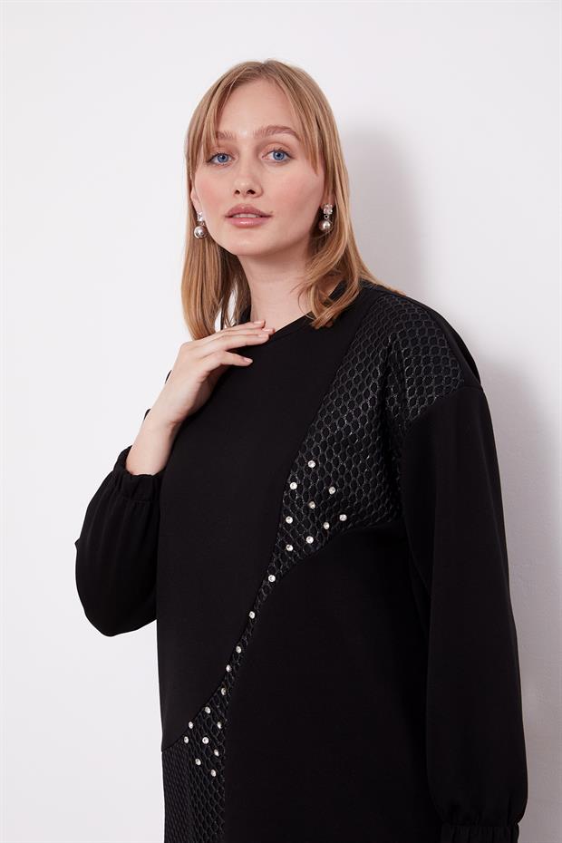 Siyah Taşlı File Detay İkili Takım