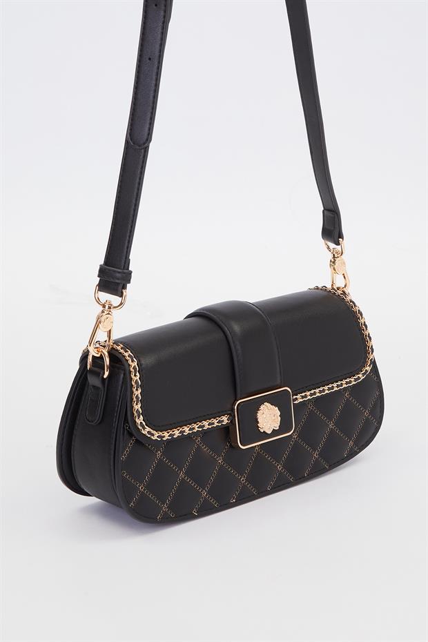 Siyah Toka Detay Omuz Çantası