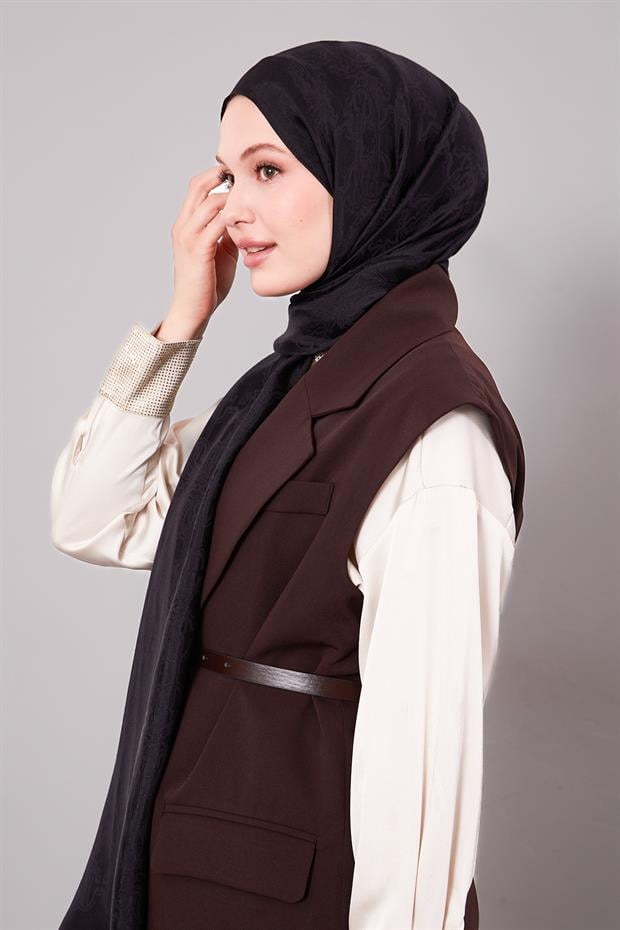 Siyah Tuğra Desen Grazia Şal