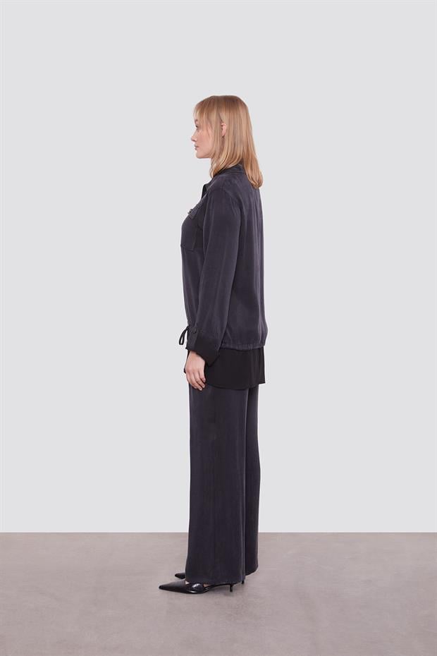 Siyah Tül Manşet Detaylı Cupra İkili Takım