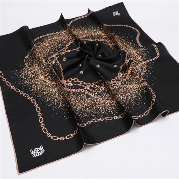 Siyah Twill Saf İpek Eşarp