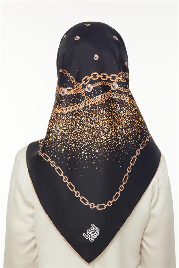 Siyah Twill Saf İpek Eşarp