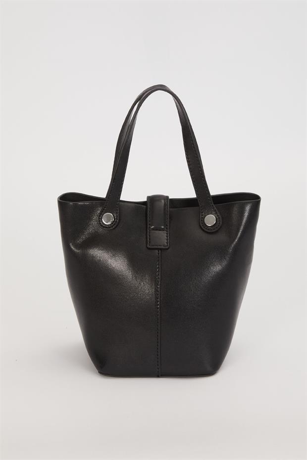 Siyah Üst Kilit Kapamalı El Çantası