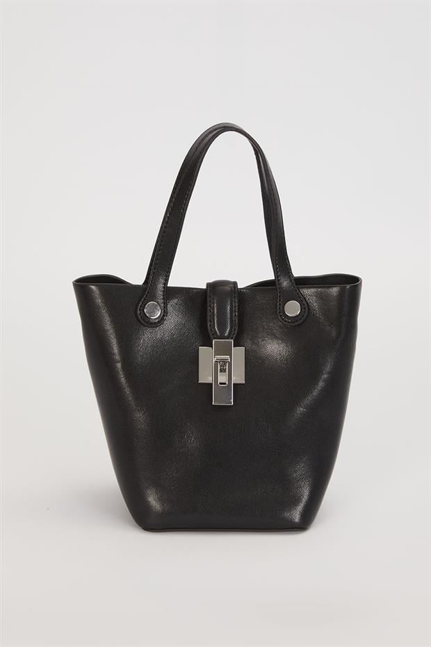 Siyah Üst Kilit Kapamalı El Çantası