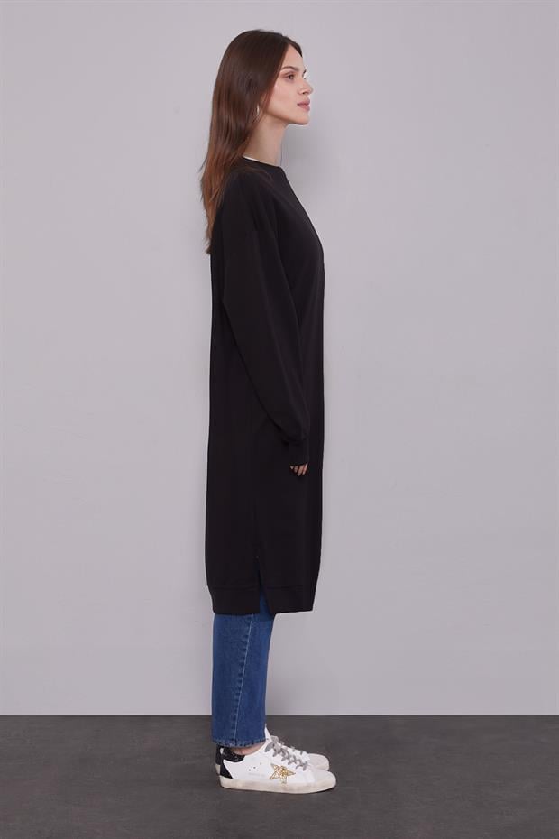 Siyah Uzun Ribana Sweatshirt