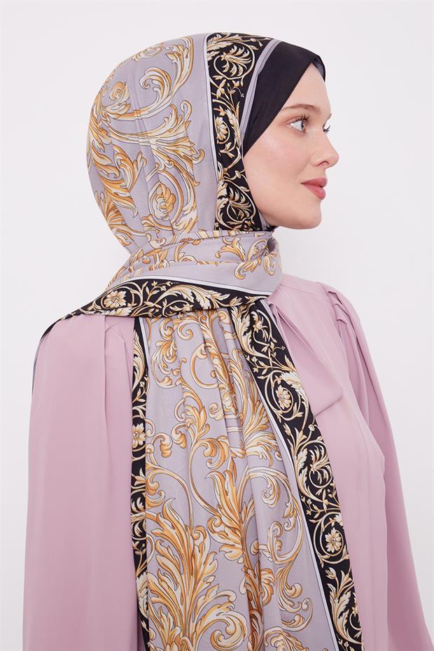 Siyah-Vizon Varak Desen Love Şal