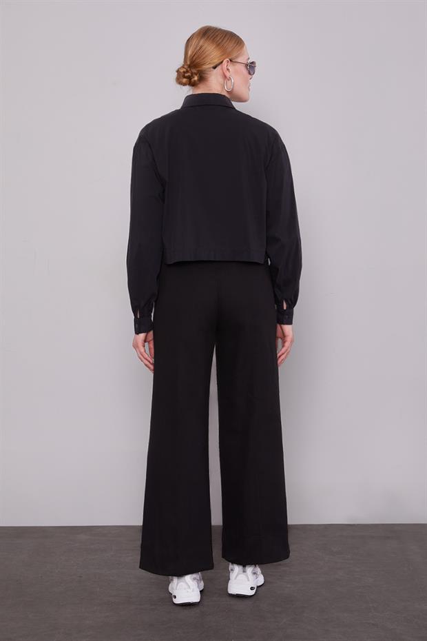 Siyah Wideleg Pantolon