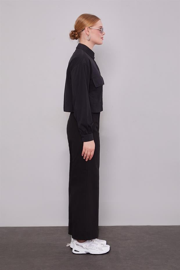 Siyah Wideleg Pantolon