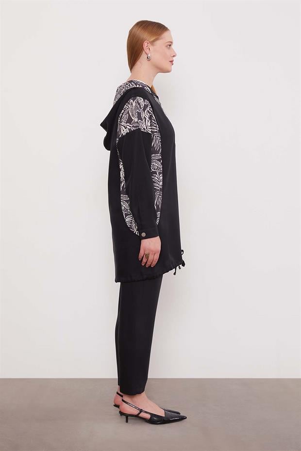 Siyah Yaprak Desenli Cupra İkili Takım