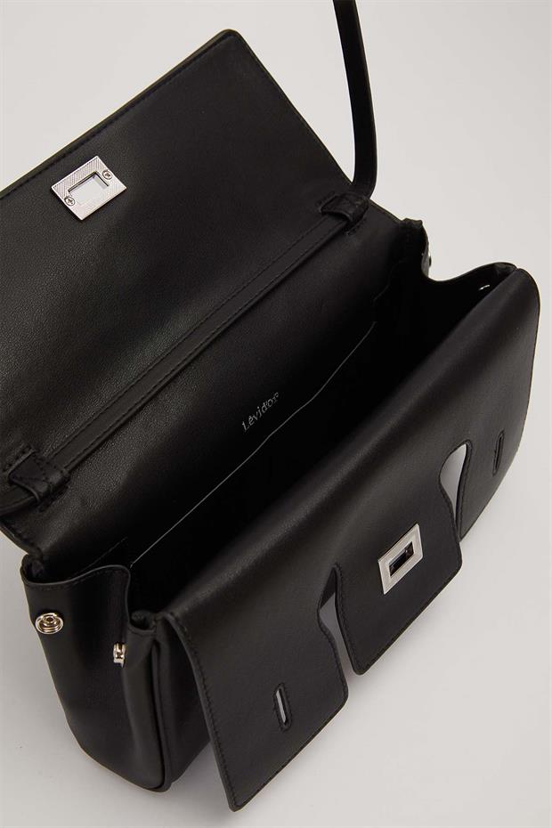 Siyah Yatay Form Omuz Çantası