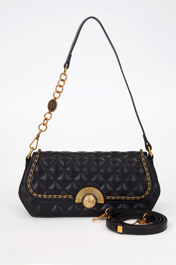 Siyah Yelpaze Kilit Detay Çanta