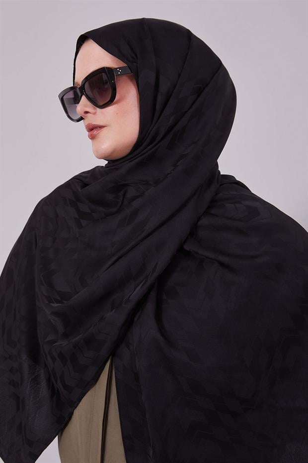 Siyah Yön Desen Blue Jakar Şal